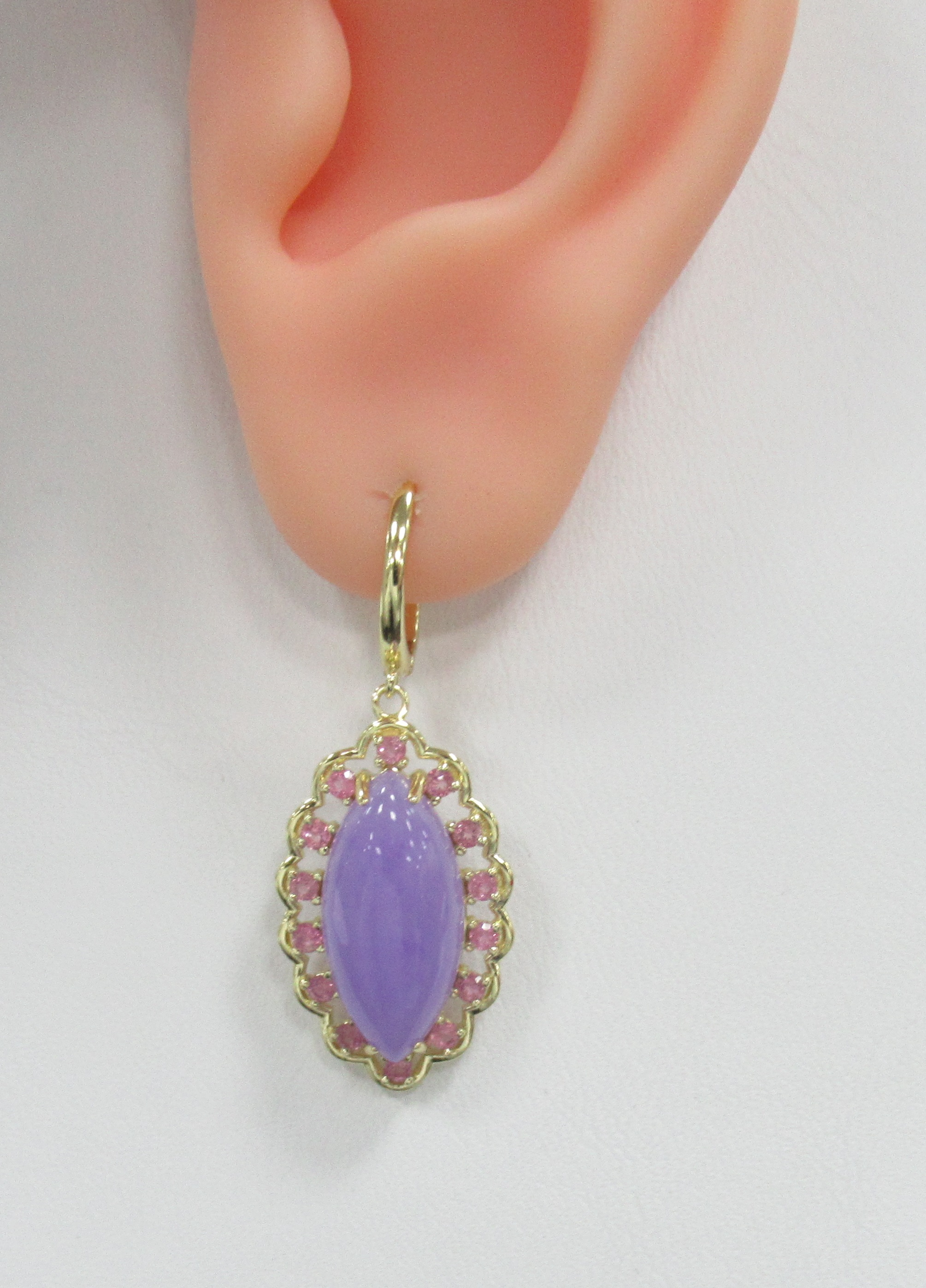 Серебряные серьги с лавандовыми жадеитами